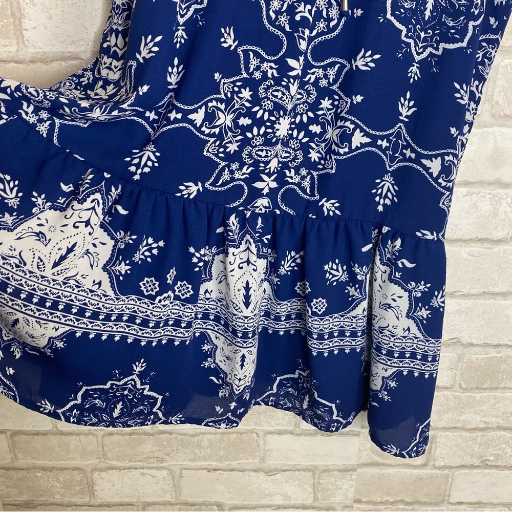 Lovers + Friends Blue & White Sleeveless Temple Dress Size M - Picture 7 of 16